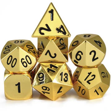 Dobbelstenen Set - Metaal Goud (7-delig) | HOT Games -, Verzenden, Nieuw