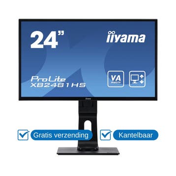 Iiyama ProLite XB2481HS-B1  Full HD Monitor  24 Inch, Ophalen of Verzenden, Gebruikt, 5 ms of meer, Iiyama