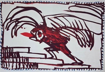 Pierre Alechinsky (1927) - Oiseau N14 , 1988