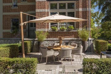 4 Seasons Outdoor Eros tuinset latte met Prado tafel teak, Ophalen of Verzenden, Nieuw