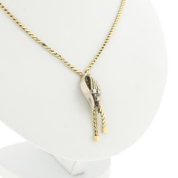 Bicolor gouden ketting met vaste hanger en diamanten; 0,0..., Gebruikt, Ophalen of Verzenden, Met edelsteen, Goud