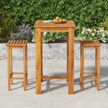 vidaXL 3-delige Tuinbarset massief acaciahout, Verzenden, Nieuw, Hardhout, 2 zitplaatsen