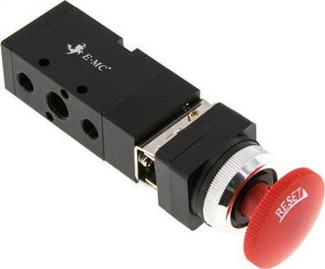 5/2 G1/4 (G1/8) Noodstopknop Ventiel Rood, Verzenden, Nieuw