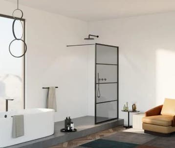 Douchewand 120 x 200 cm – Rookglas – 8 mm Nano Glas – Zwart, Ophalen of Verzenden, Nieuw, Glas, Bad