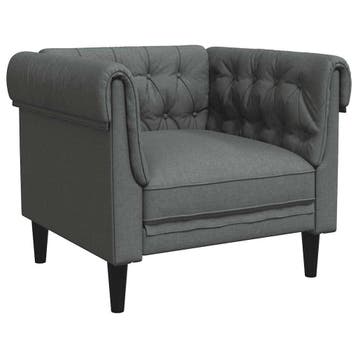 Design Fauteuil Stof Grijs | Tweedekansje | OP=OP, Huis en Inrichting, Minder dan 75 cm, Chesterfield, Ophalen of Verzenden, Zo goed als nieuw