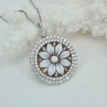 Zilver Ketting met hanger - Handgegraveerde camee