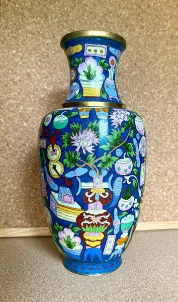 Vaas - Messing - China - Cloisonné emaille-vaas