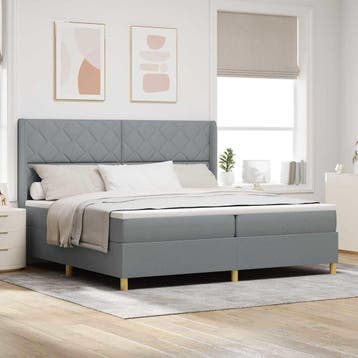 vidaXL Boxspringbed met hoofdeinde Lichtgrijs 200 x 200 cm, Verzenden, Nieuw, Tweepersoons, Stof
