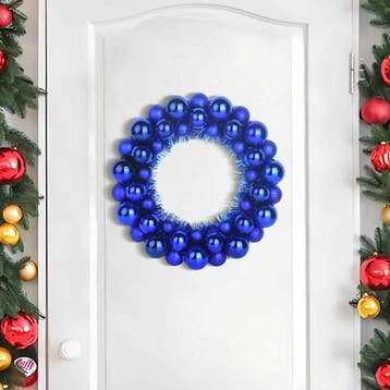 vidaXL Kerstbal Kransen 2 pcs Blauw 33 x 33 x 7 cm, Diversen, Kerst, Verzenden, Nieuw