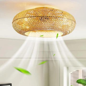 Bamboe LED Plafondventilator 50 cm Stil Design, Verzenden, Nieuw