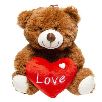 Pluche beer - 23 cm - bruin - knuffel met hartje, Verzenden, Nieuw
