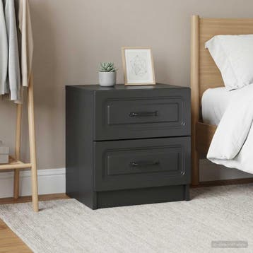 vidaXL Nachtkastje 2 st Zwart 43 x 34,5 x 44,5 cm Bewerkt, Minder dan 45 cm, Verzenden, Nieuw, Minder dan 55 cm