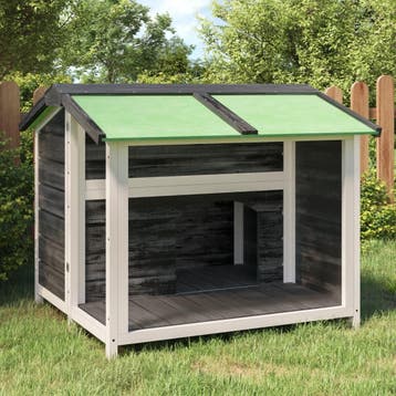 vidaXL Hondenhok 96x87x80,5 cm massief grenenhout grijs, Verzenden, Nieuw