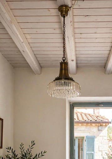 Lamp - Glas, bruin gepolijst metaal - Mid-Century Modern