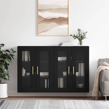 vidaXL Hangkasten 2 st bewerkt hout zwart, Verzenden, Nieuw, Overige houtsoorten