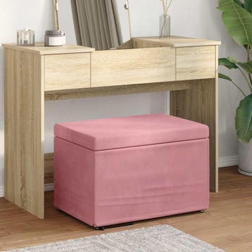 vidaXL Kruk Roze 61 x 41 x 40 cm Velvet en Gefabriceerd Hout, Verzenden, Nieuw