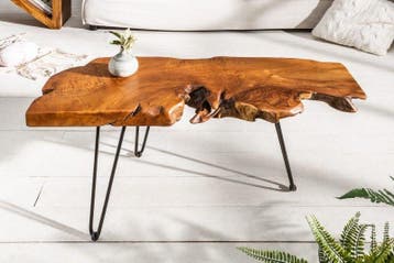 Massieve salontafel WILD 100cm teak massief houten, Huis en Inrichting, Tafels | Salontafels, Ophalen of Verzenden, Nieuw