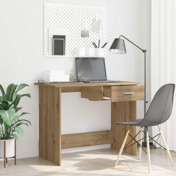 vidaXL Bureau Artisan Eiken 100 x 50 x 76 cm Bewerkt hout, Huis en Inrichting, Verzenden, Nieuw