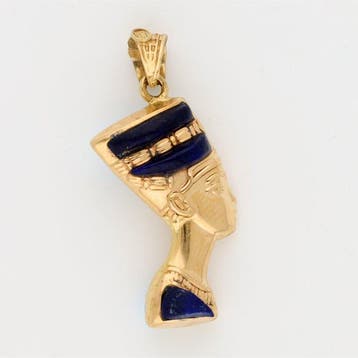 Hanger - 18 karaat Geel goud Lapis lazuli - Turquoise -, Sieraden, Tassen en Uiterlijk, Antieke sieraden