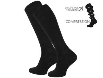 Compressie kniekous - Reiskniekous - Unisex - Zwart, Verzenden, Nieuw