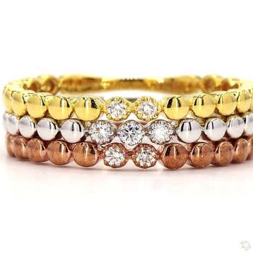 Ring - 18 karaat Geel goud, Witgoud, Roségoud - 0.10ct. tw., Nieuw