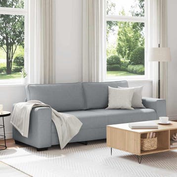 vidaXL 3-zitsbank 220x77x82 cm stof lichtgrijs, Verzenden, Nieuw, Driepersoons, Stof