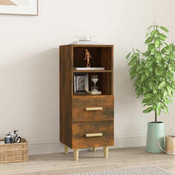 vidaXL Dressoir 34,5x34x90 cm bewerkt hout gerookt, Huis en Inrichting, Kasten | Dressoirs, Minder dan 50 cm, Verzenden, Nieuw
