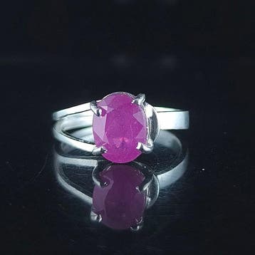 Robijn - Zilver - Ring met amulet - instelbare ABUNDANCiA