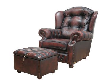 Fauteuil in Chesterfield stijl met voeten bank. Springvale, Gebruikt