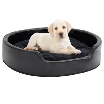vidaXL Hondenmand 79x70x19 cm pluche en kunstleer zwart, Dieren en Toebehoren, Verzenden, Nieuw