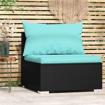 vidaXL Tuinmiddenbank met kussens poly rattan zwart, Verzenden, Nieuw