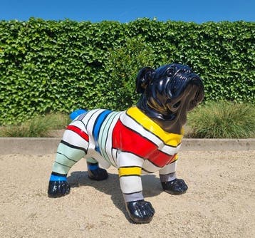 sculptuur, sculptuur, Xl bulldog - 48 cm - Hars, glasvezel -