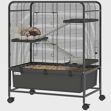 Ruime Knaagdierenkooi op Wielen met 4 Niveaus, 3 Platforms,, Verzenden, Nieuw