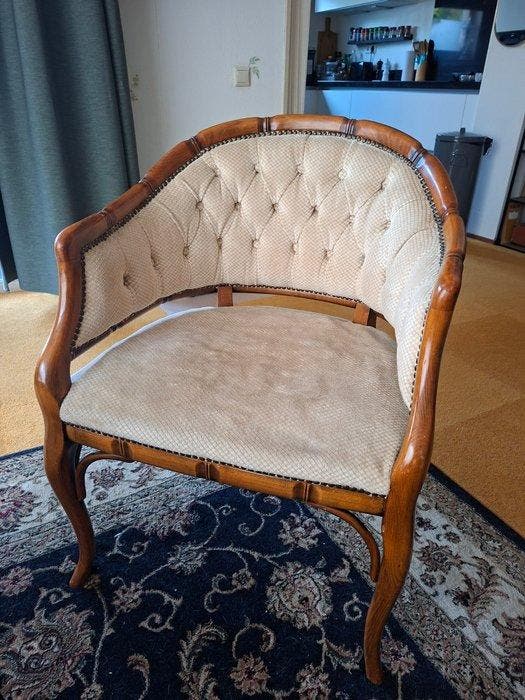 Fauteuil - Hout, Ribstof/ Velvet - Zitstoel, Antiek en Kunst, Curiosa en Brocante