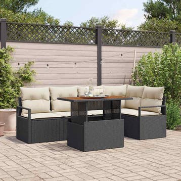 vidaXL Tuinbankenset 6 st 5-zits Zwart, Verzenden, Nieuw, 6 zitplaatsen