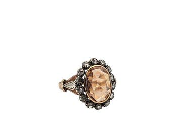 Ring - 19.2 kt. Geel goud - topaas en diamanten, Sieraden, Tassen en Uiterlijk, Ringen, Nieuw