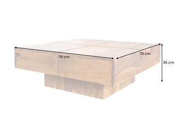 Design massief houten salontafel BOLT 70cm bruin sheesham, Huis en Inrichting, Tafels | Salontafels, Ophalen of Verzenden, Nieuw