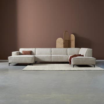 *WOONWINKEL* PEPP Interiors River Moderne U-bank Beige Stof, Verzenden, Nieuw