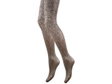 Panty - bloemenprint - Taupe, Verzenden, Nieuw