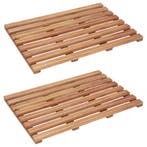 vidaXL Badmatten 2 st massief acaciahout 56x37 cm, Verzenden, Nieuw, Beige