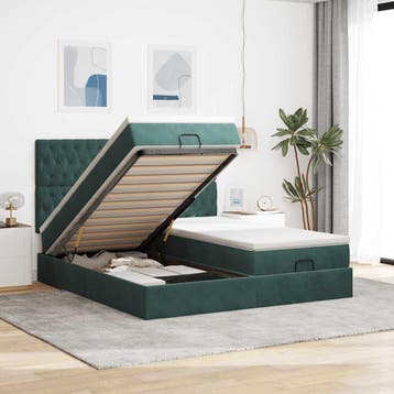 vidaXL Ottoman bed met matrassen en LEDs 200x200cm fluweel, Verzenden, Overige maten, 200 cm, Stof