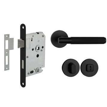 Deurbeslag set met WC-slot en deurklink Luxor mat zwart g..., Ophalen of Verzenden, Nieuw, Overige materialen, Klink of Kruk