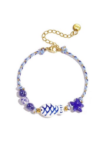 Goudlief Kralenarmband met touwmotief, vis en ster kralen, Verzenden, Nieuw, Roze, Overige materialen