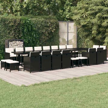 vidaXL 21-delige Tuinset met kussens poly rattan zwart, Verzenden, Nieuw, 2 zitplaatsen, Tuinset