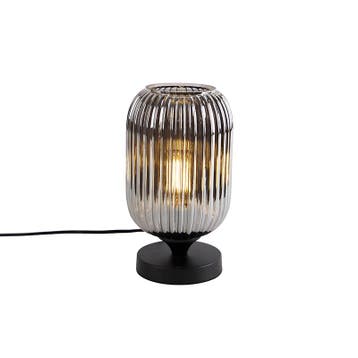 Art Deco tafellamp zwart met smoke glas - Banci, Verzenden, Nieuw, Glas