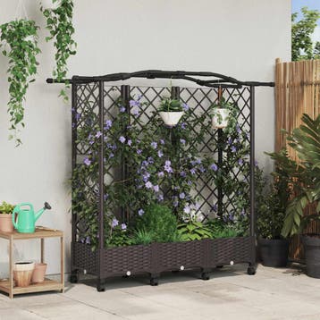 vidaXL Verhoogd Bed met Trellis en Dak Bruin 163 x 40 x 129, Verzenden, Nieuw, Minder dan 60 cm, 60 cm of meer