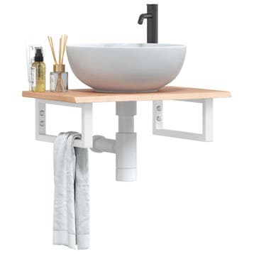 vidaXL Badkamer wandschap staal en massief eikenhout, Verzenden, Nieuw