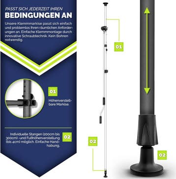 Klemluifel - Balkon luifel - Verticale luifel - 400 cm - Bei, Verzenden, Zo goed als nieuw