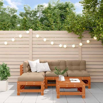 vidaXL Tuin loungeset 5 st Wasbruin Massief grenenhout, Verzenden, Nieuw, 5 zitplaatsen, Loungeset