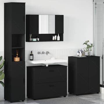 vidaXL Badkamermeubelset 4 st Zwart 35 x 30 x 192 cm, Verzenden, Nieuw, Overige typen